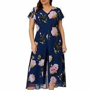 Navy Floral Chiffon Jumpsuit. Adrienne Pappell.